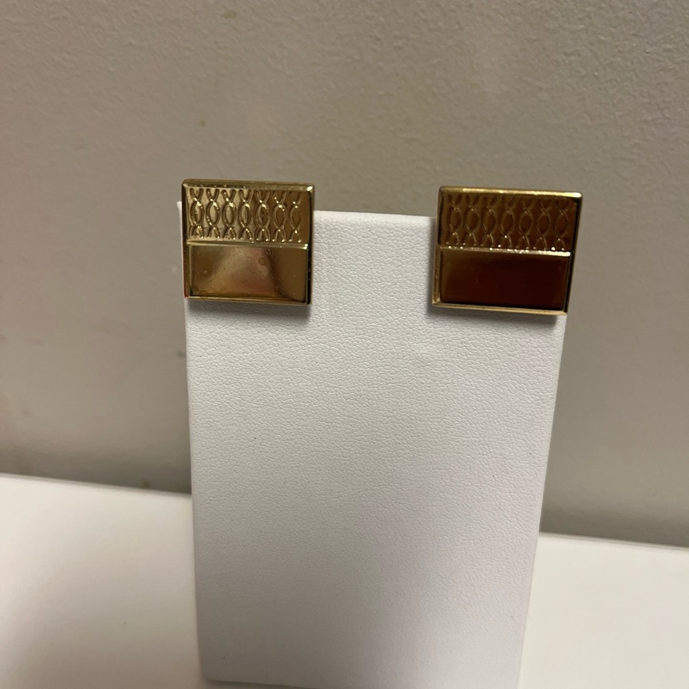 Vintage Pioneer Gold tone Square Texture  Cufflinks